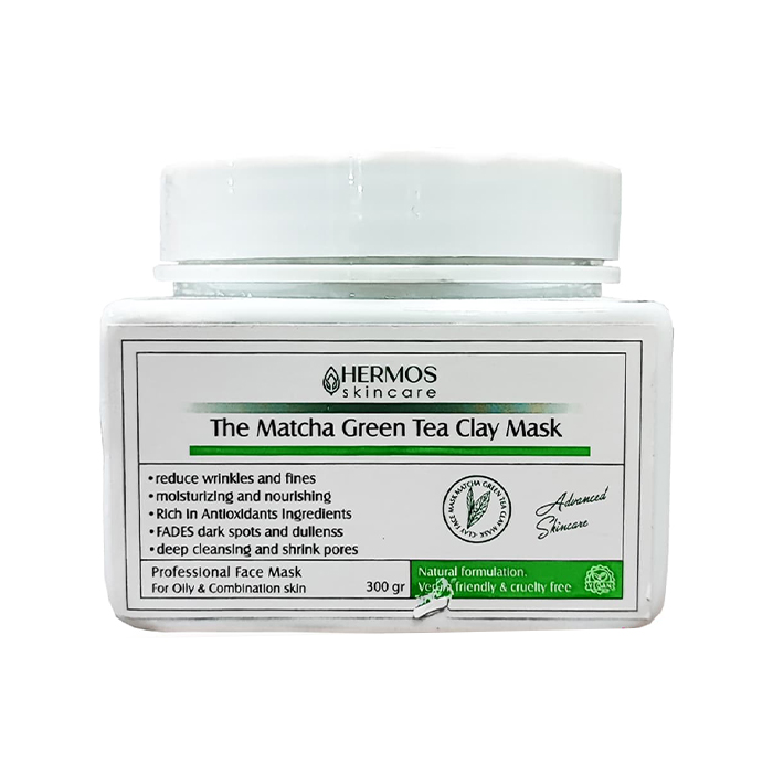 Hermos Green Tea kaolin clay Mask 300G ماسک خاک رس چای سبز هرموس حجم 300 گرم - تصویر 1