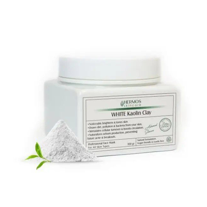 Hermos white kaolin clay Mask 300G ماسک خاک رس سفید هرموس حجم 300 گرم - تصویر 1