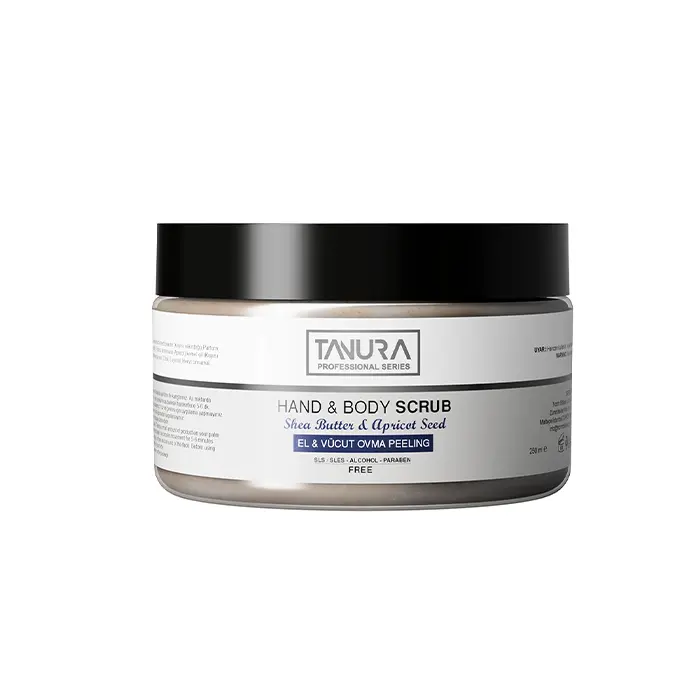 TANURA HAND& BODY SCRUB SHEA BUTTER & APRICOT 250ML اسكراب دست و بدن شى باتر و هسته زردآلو تنورا 250 میل - تصویر 1